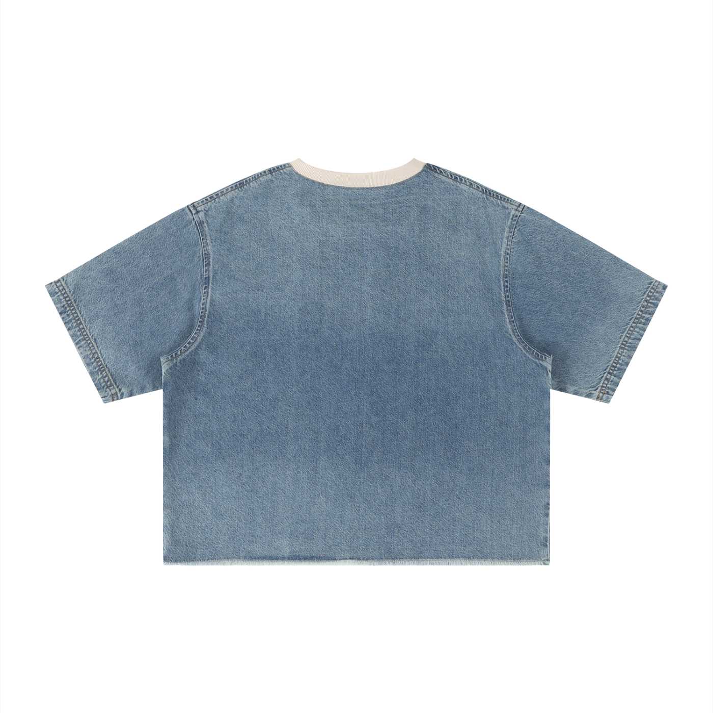 Saint Luciel Vintage Wash Boxy Raw Hem Denim T-Shirt