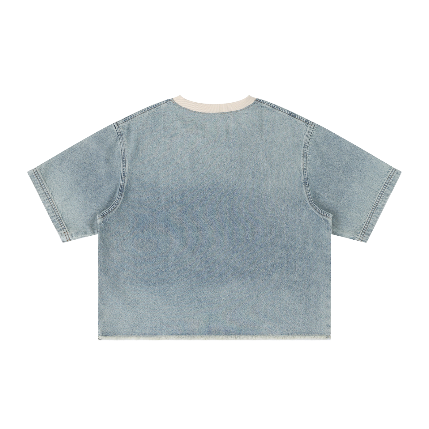 Saint Luciel Vintage Wash Boxy Raw Hem Denim T-Shirt