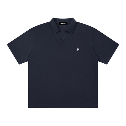 Saint Luciel Men's Drop Shoulder Polo Shirt (Navy Blue/White)