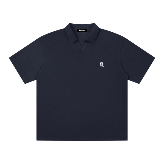 Saint Luciel Men's Drop Shoulder Polo Shirt (Navy Blue/White)