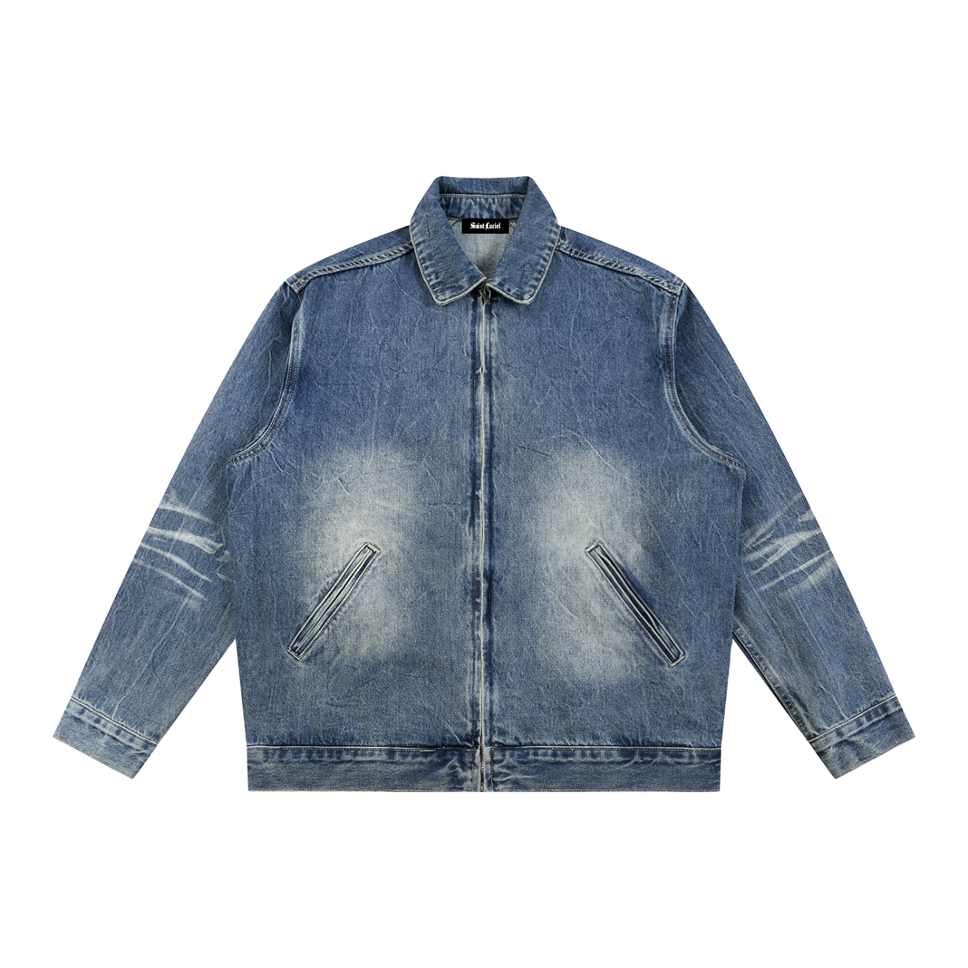 Saint Luciel Vintage Wash Zip Up STAR Denim Jacket