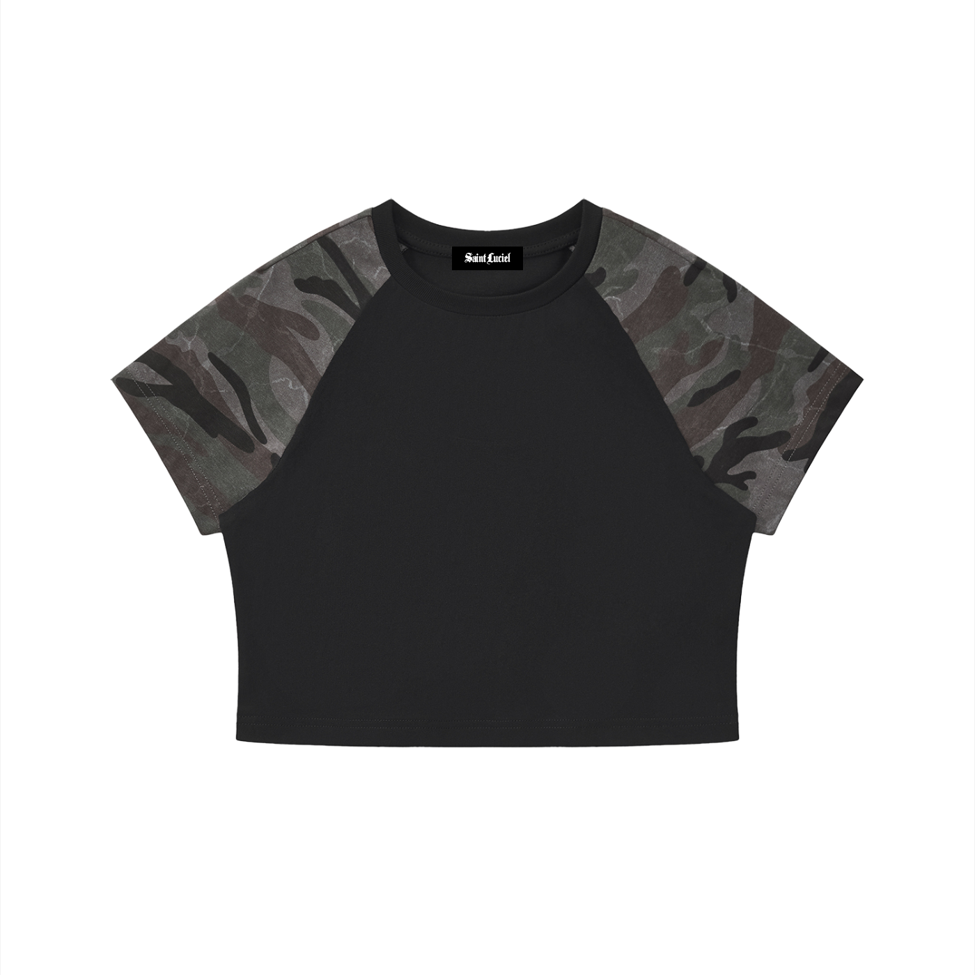 Saint Luciel Women’s Camo Raglan Crop T-Shirt