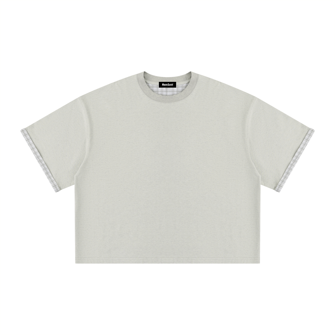 Saint Luciel Boxy Plaid-Lined Double-Face T-Shirt
