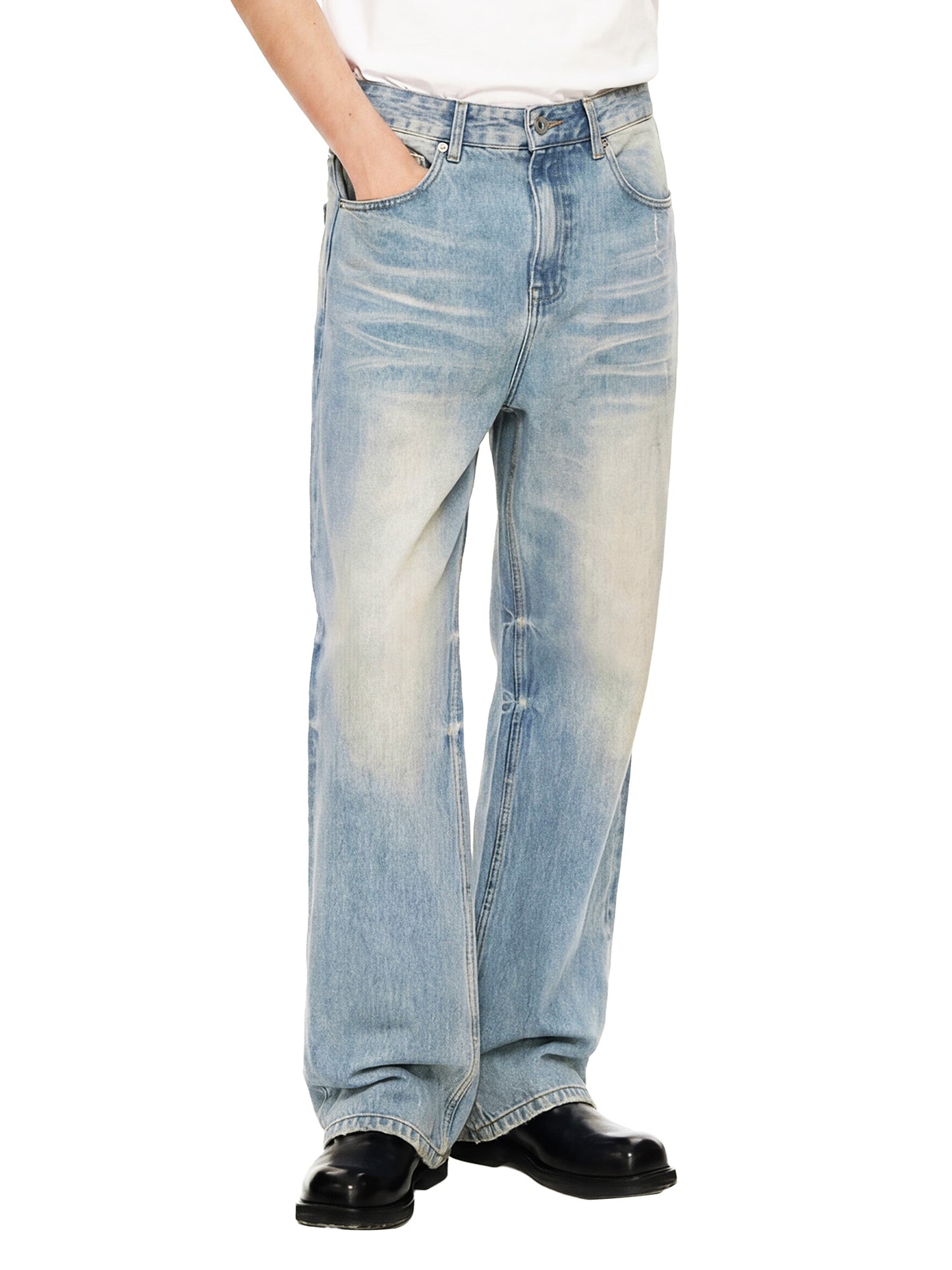Saint Luciel Sun Fade Raw Hem Denim Jeans