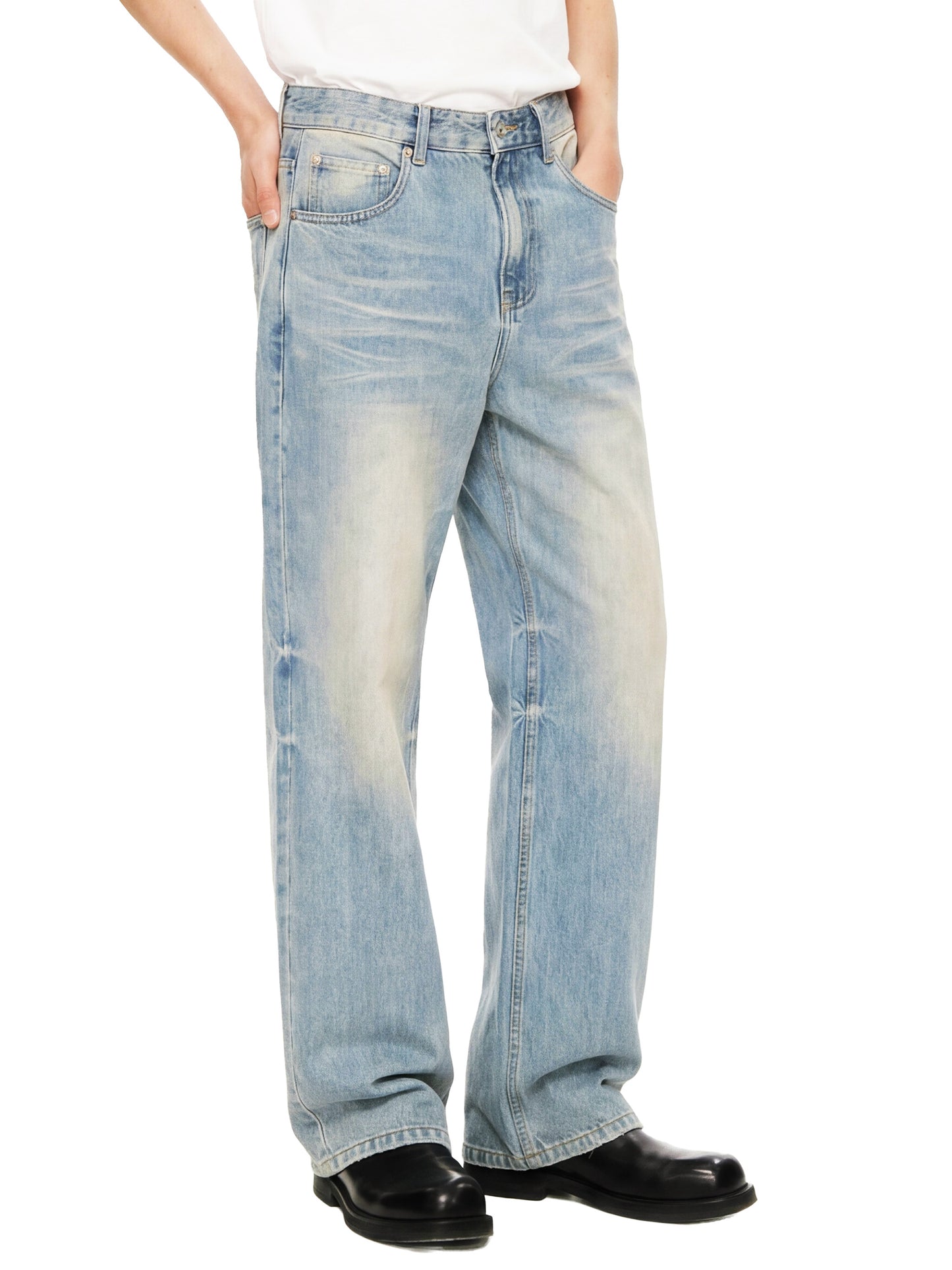 Saint Luciel Sun Fade Raw Hem Denim Jeans