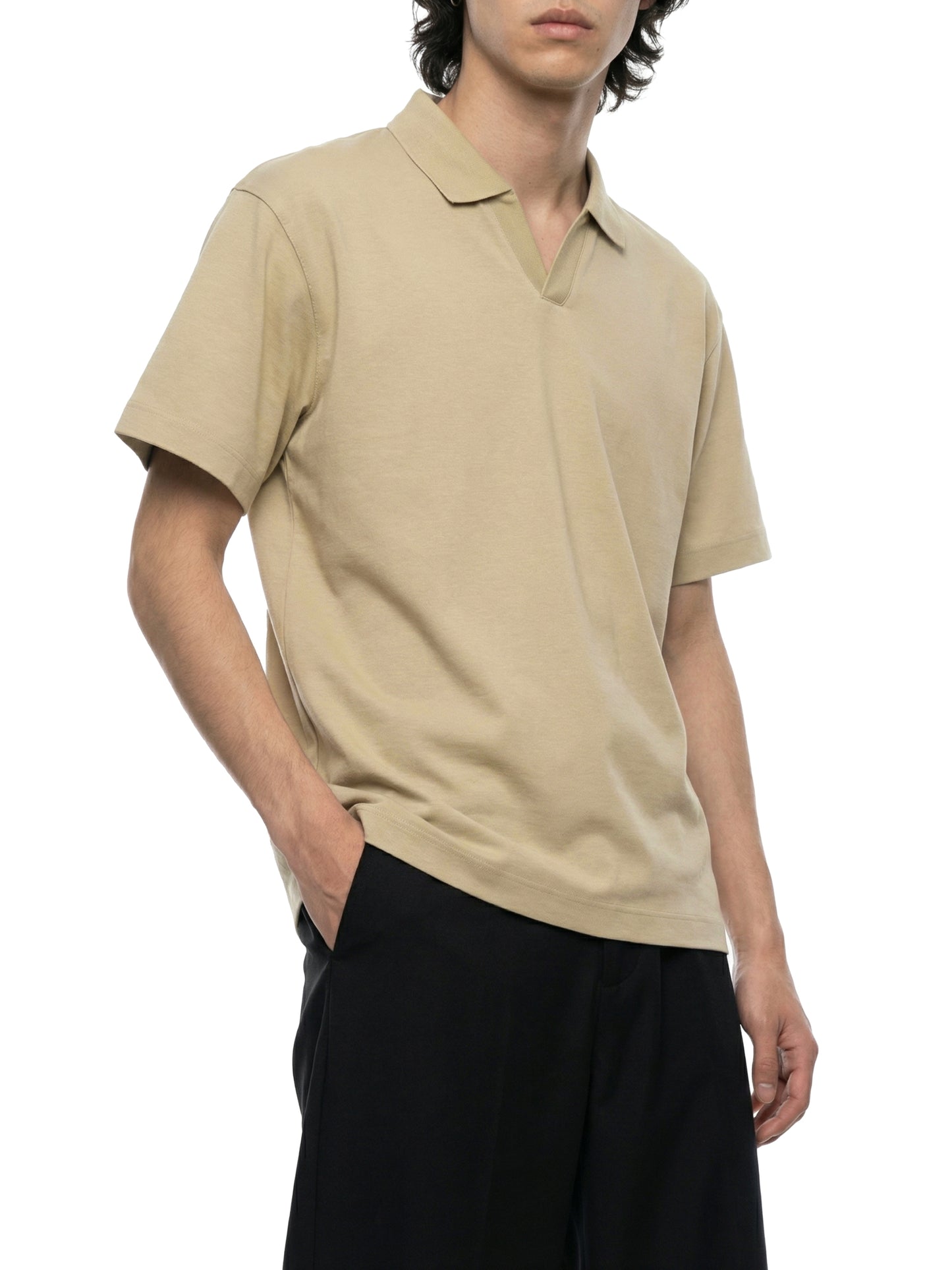 Saint Luciel Men's Drop Shoulder Polo Shirt (Khaki/Brown)