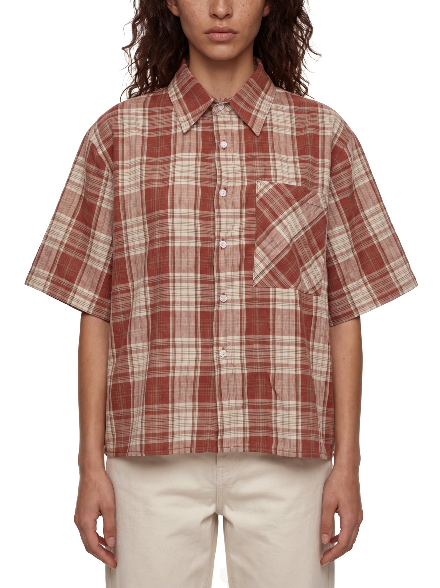 Saint Luciel Plaid Boxy Short Sleeve Shirt