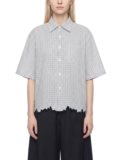 Saint Luciel Distressed Plaid Boxy Shirt