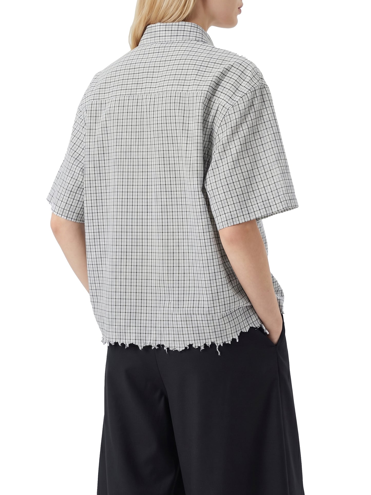 Saint Luciel Distressed Plaid Boxy Shirt