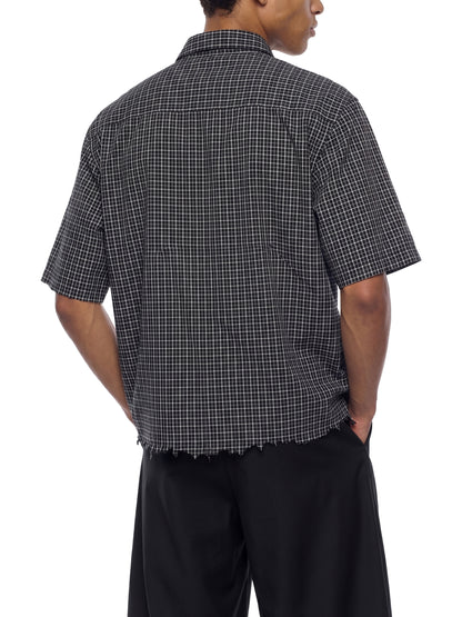 Saint Luciel Distressed Plaid Boxy Shirt