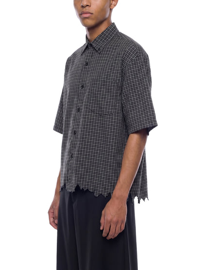 Saint Luciel Distressed Plaid Boxy Shirt