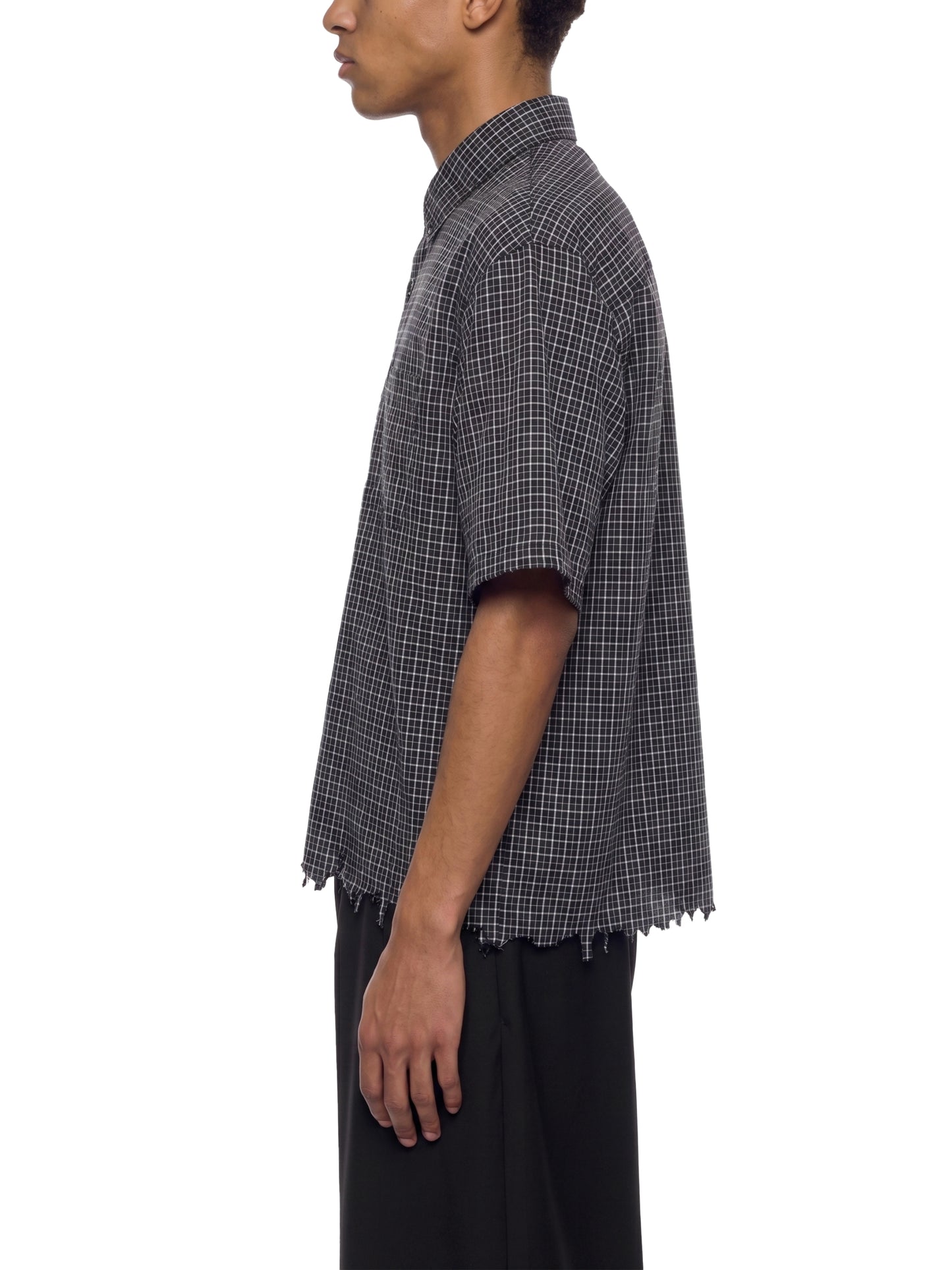 Saint Luciel Distressed Plaid Boxy Shirt