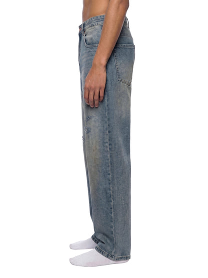 Saint Luciel Men's Distressed Barrel Leg Jeans