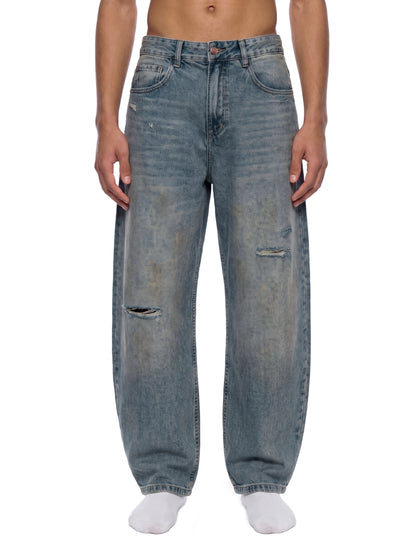 Saint Luciel Men's Distressed Barrel Leg Jeans
