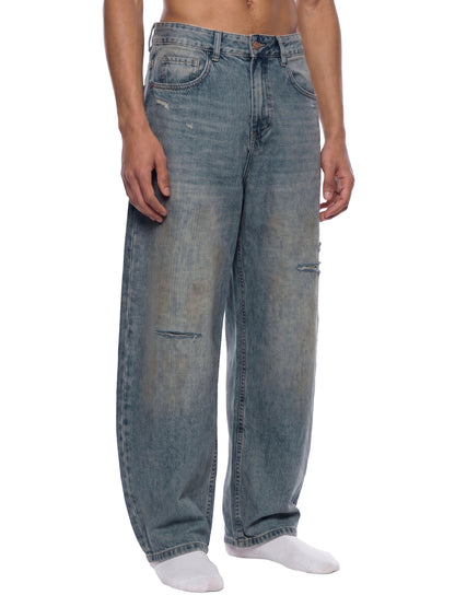 Saint Luciel Men's Distressed Barrel Leg Jeans
