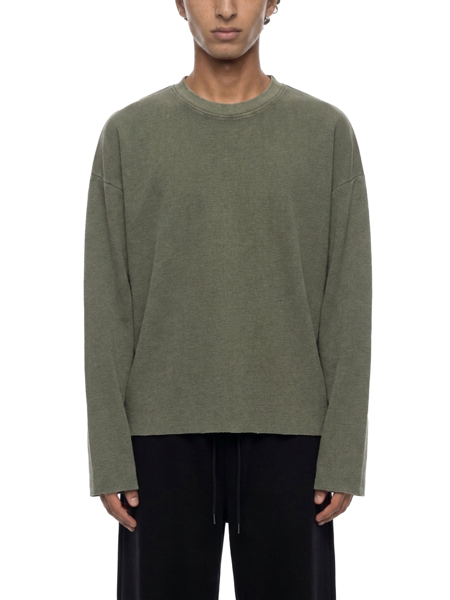 Saint Luciel Vintage Wash Boxy  Waffle Raw Edge Shirt