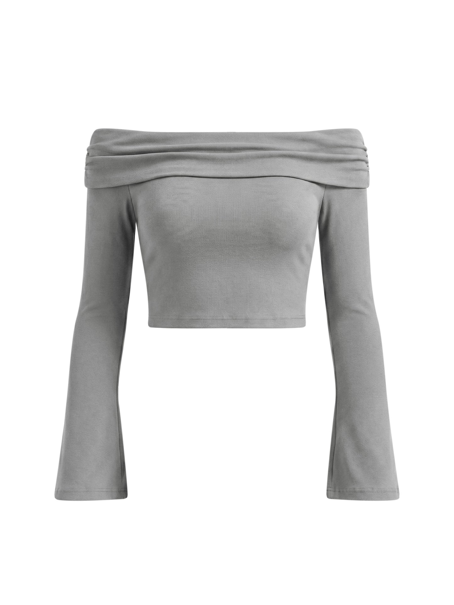Saint Luciel Women's Off-the-Shoulder Bell Sleeve Crop T-Shirt