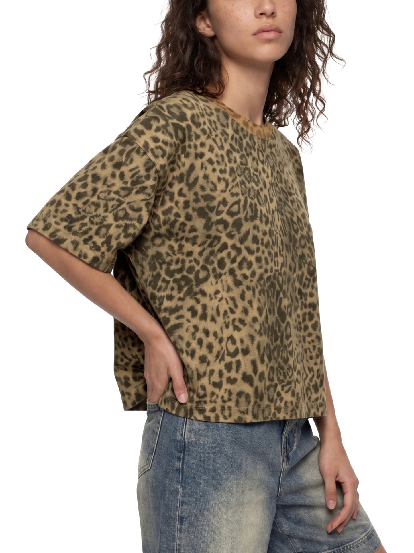Saint Luciel Leopard Print Boxy T-Shirt