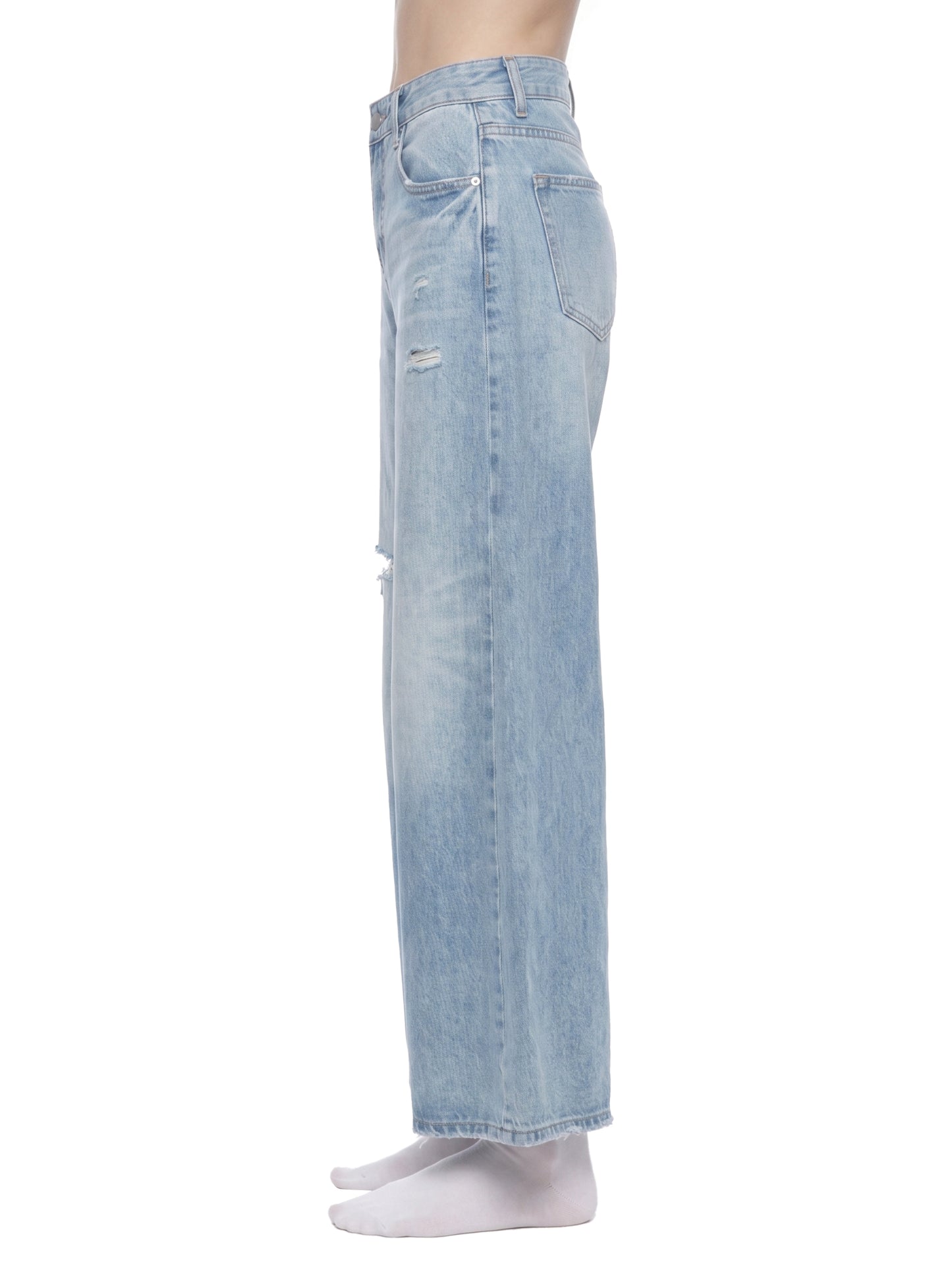 Saint Luciel Women's Vintage Wash Wide Leg Jeans (Distressed)
