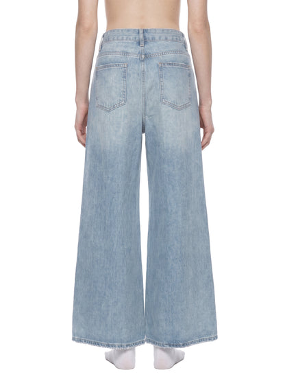 Saint Luciel Women's Vintage Wash Wide Leg Jeans (Distressed)