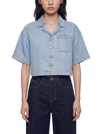 Saint Luciel Women's Vintage Wash Boxy Cropped Shirt