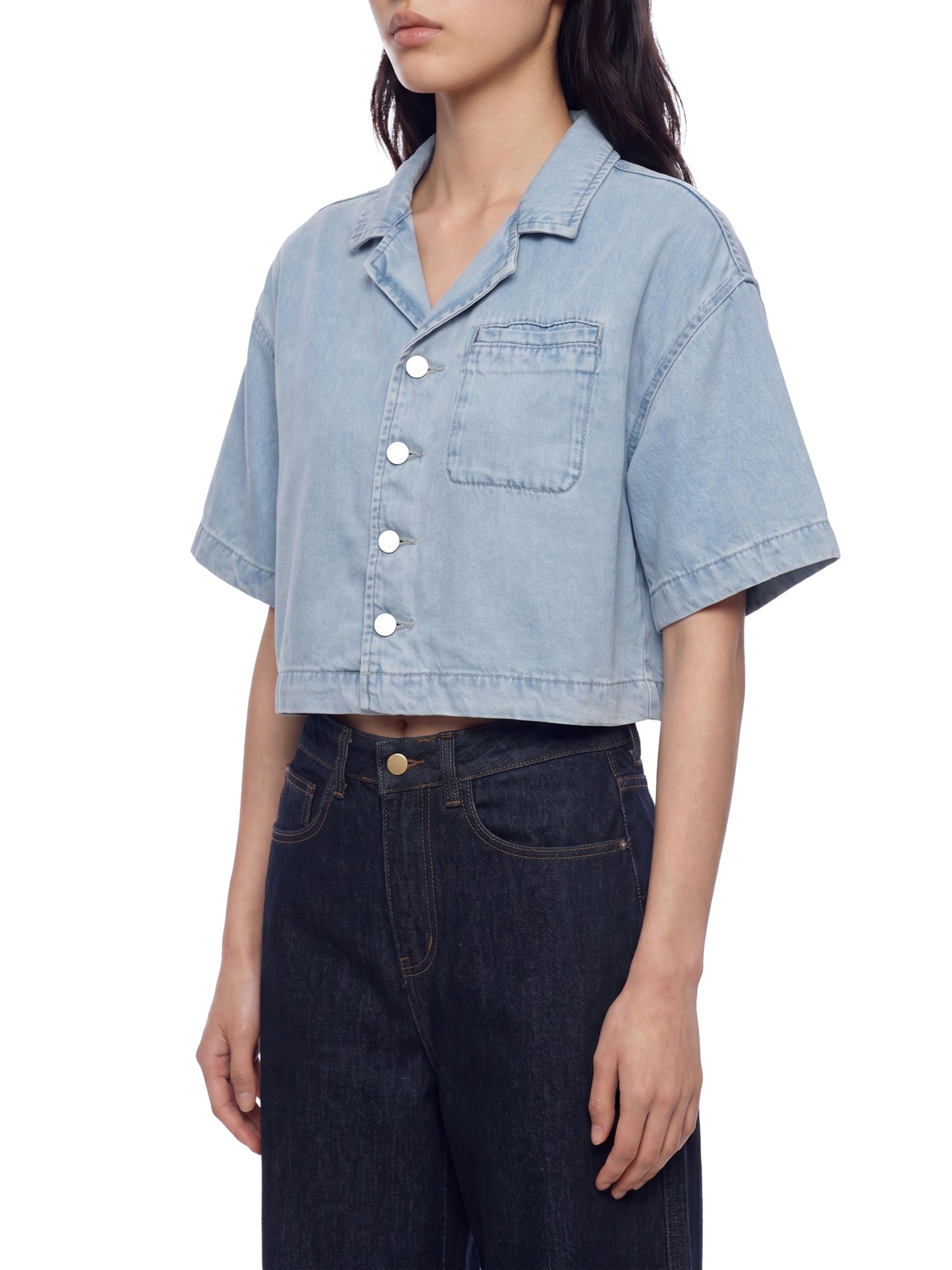 Saint Luciel Women's Vintage Wash Boxy Cropped Shirt