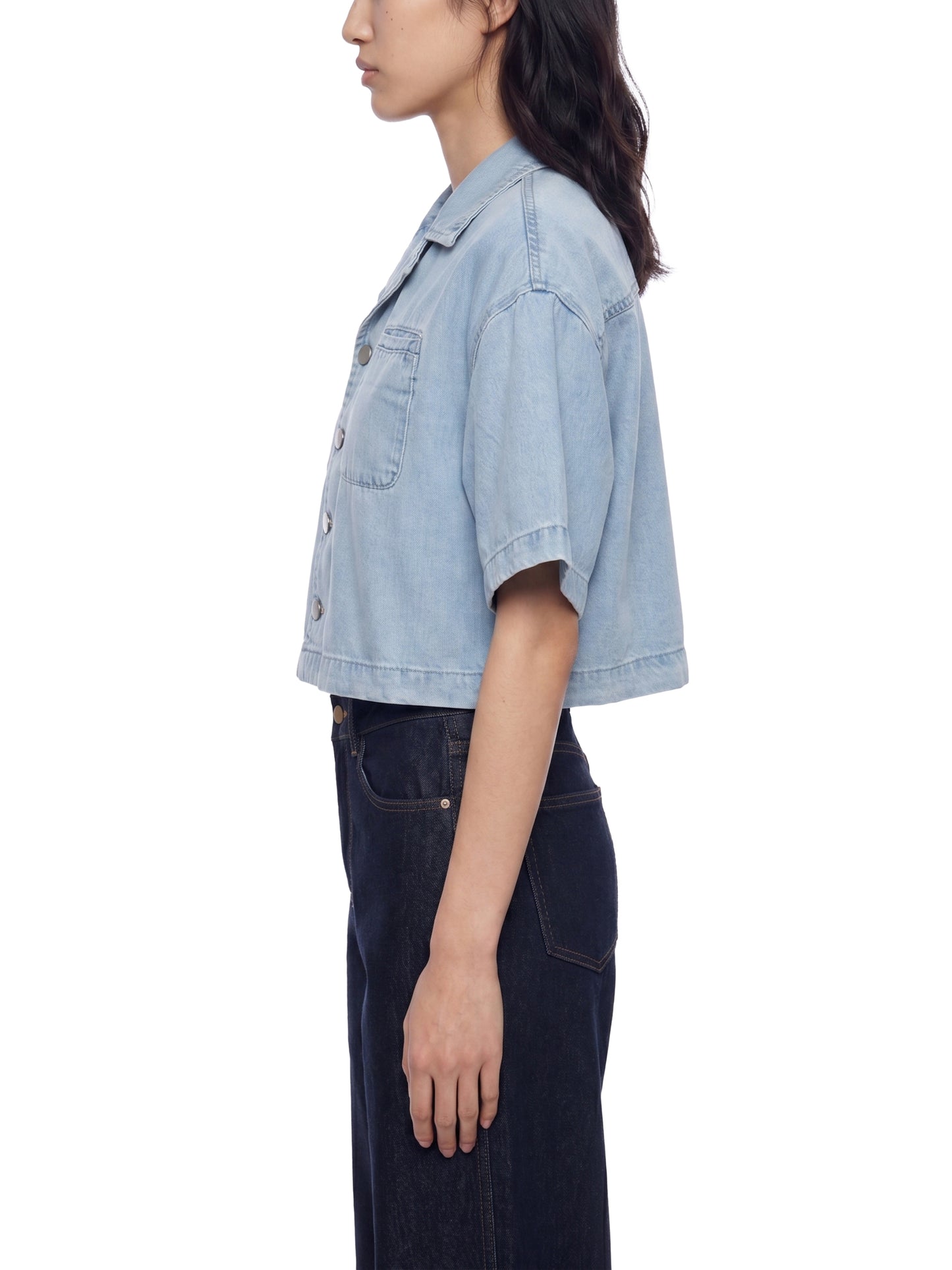 Saint Luciel Women's Vintage Wash Boxy Cropped Shirt