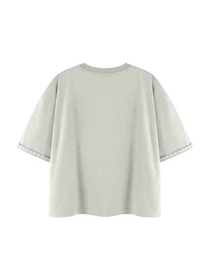 Saint Luciel Boxy Plaid-Lined Double-Face T-Shirt
