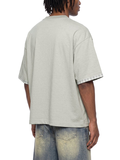 Saint Luciel Boxy Plaid-Lined Double-Face T-Shirt