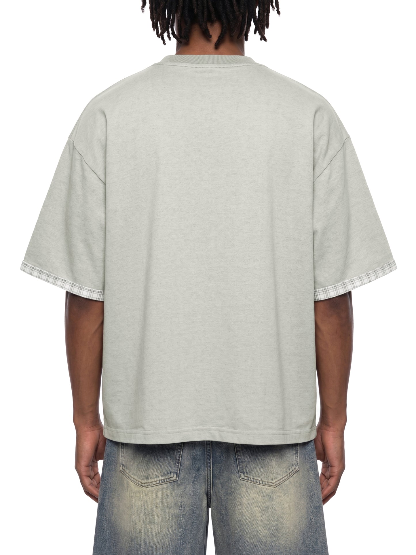 Saint Luciel Boxy Plaid-Lined Double-Face T-Shirt