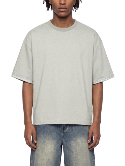 Saint Luciel Boxy Plaid-Lined Double-Face T-Shirt