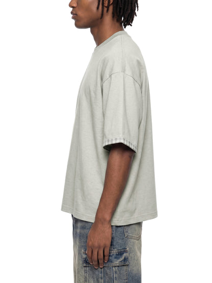Saint Luciel Boxy Plaid-Lined Double-Face T-Shirt