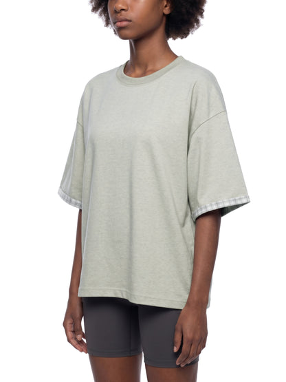 Saint Luciel Boxy Plaid-Lined Double-Face T-Shirt