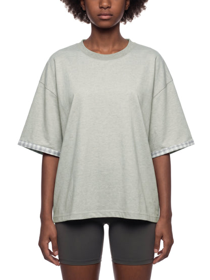 Saint Luciel Boxy Plaid-Lined Double-Face T-Shirt