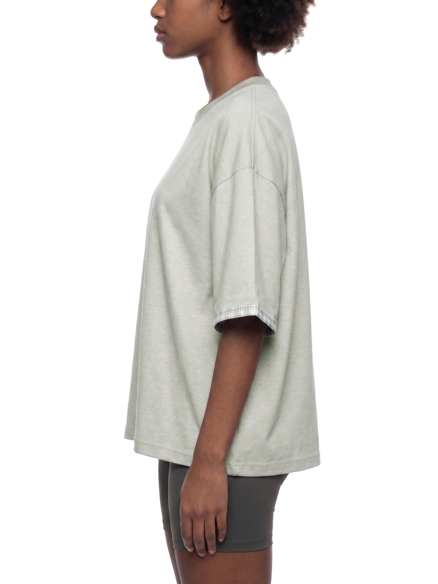 Saint Luciel Boxy Plaid-Lined Double-Face T-Shirt