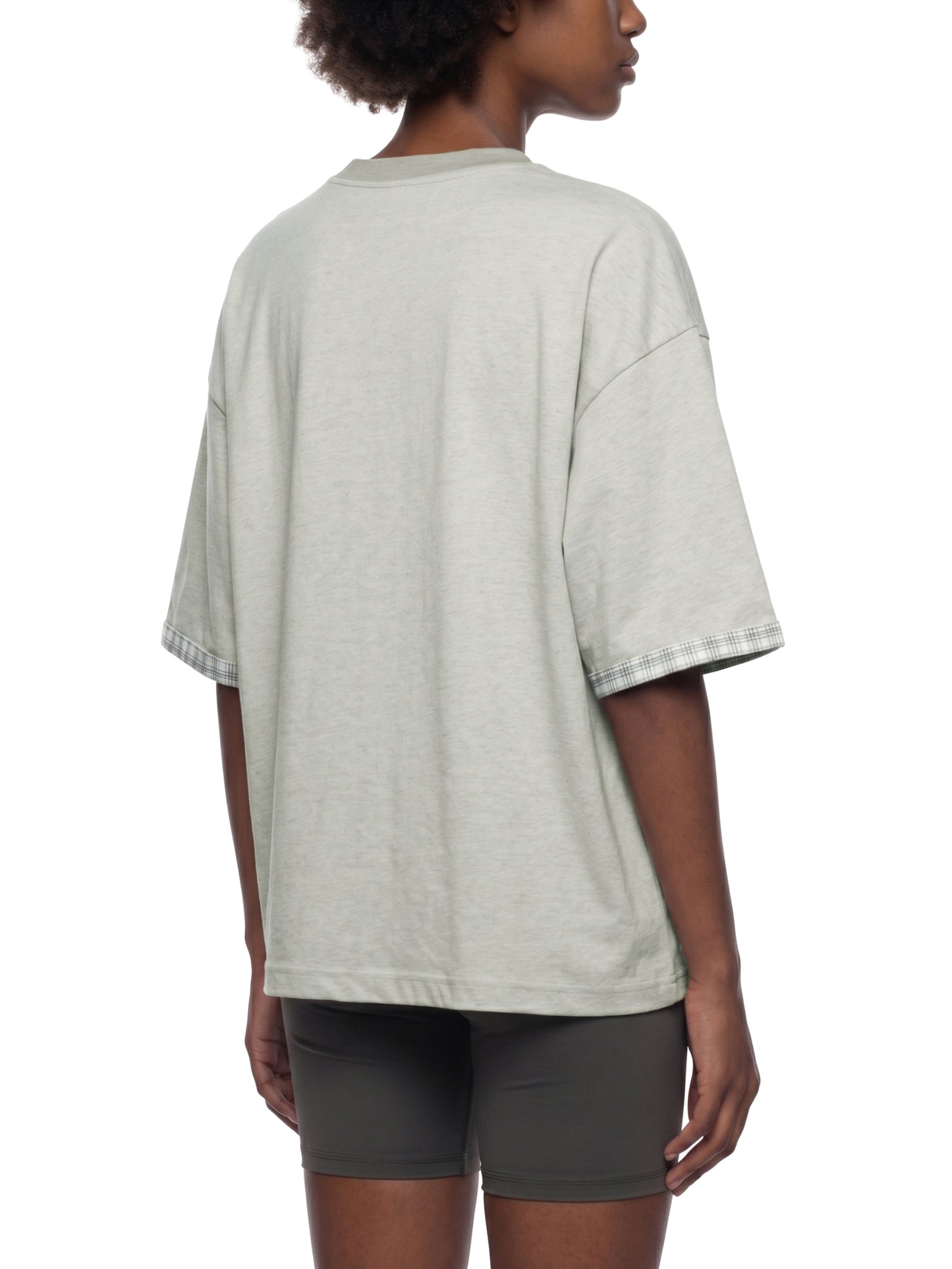 Saint Luciel Boxy Plaid-Lined Double-Face T-Shirt