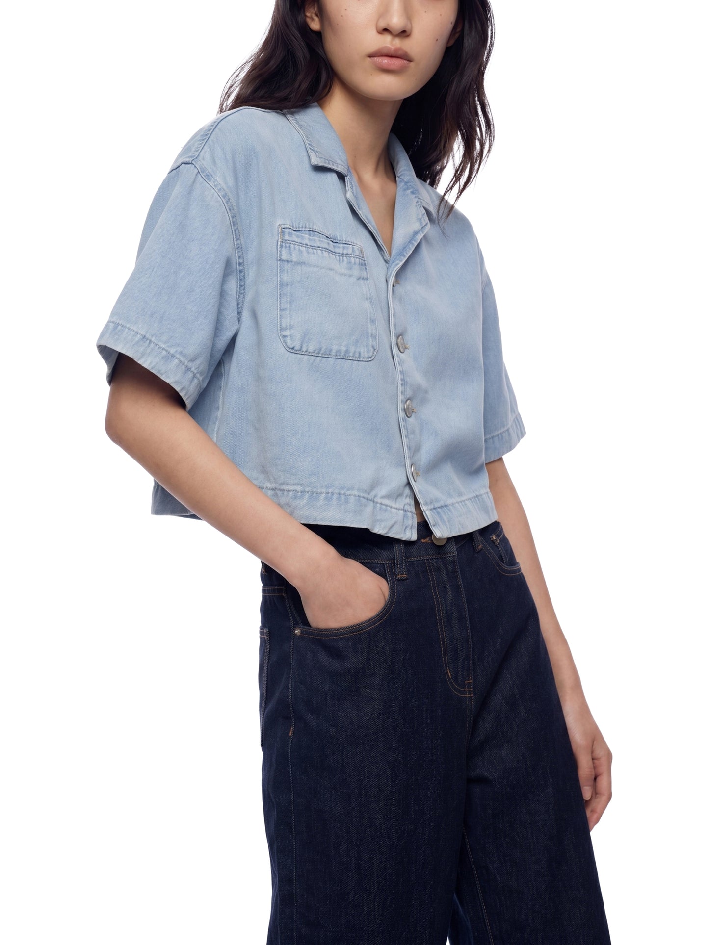 Saint Luciel Women's Vintage Wash Boxy Cropped Shirt