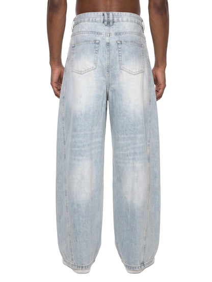 Saint Luciel Men's Vintage Wash Sunfade Barrel Leg Jeans