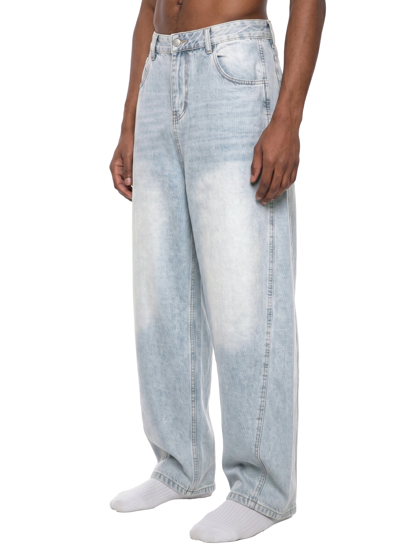 Saint Luciel Men's Vintage Wash Sunfade Barrel Leg Jeans