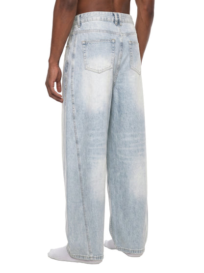 Saint Luciel Men's Vintage Wash Sunfade Barrel Leg Jeans