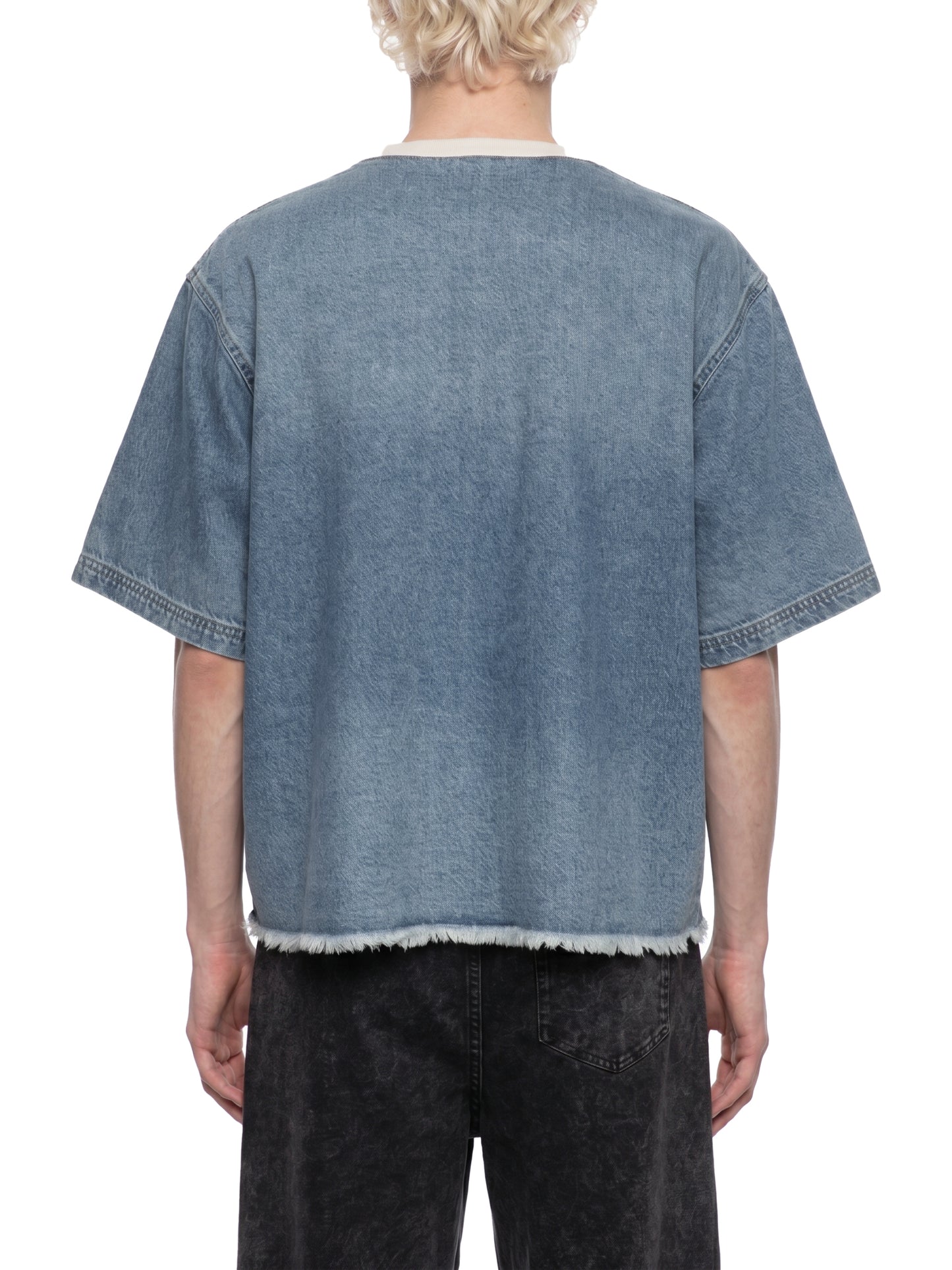 Saint Luciel Vintage Wash Boxy Raw Hem Denim T-Shirt