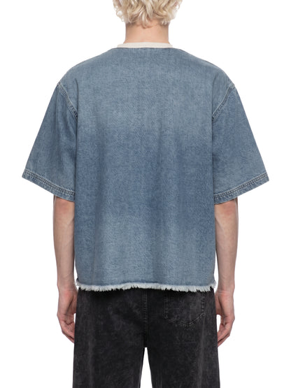 Saint Luciel Vintage Wash Boxy Raw Hem Denim T-Shirt