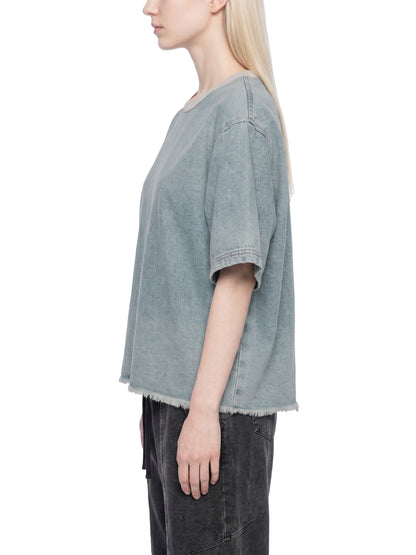 Saint Luciel Vintage Wash Boxy Raw Hem Denim T-Shirt