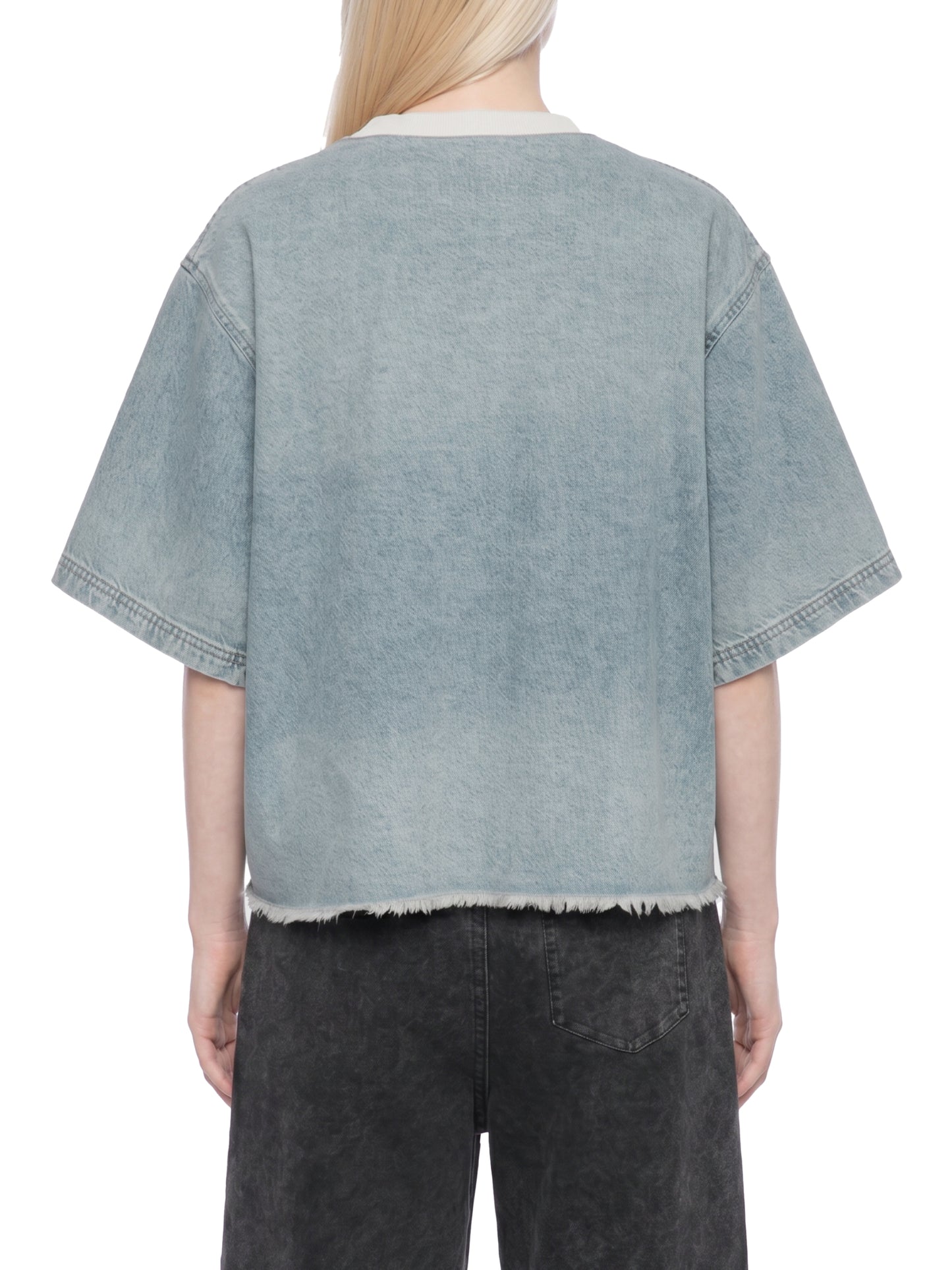 Saint Luciel Vintage Wash Boxy Raw Hem Denim T-Shirt