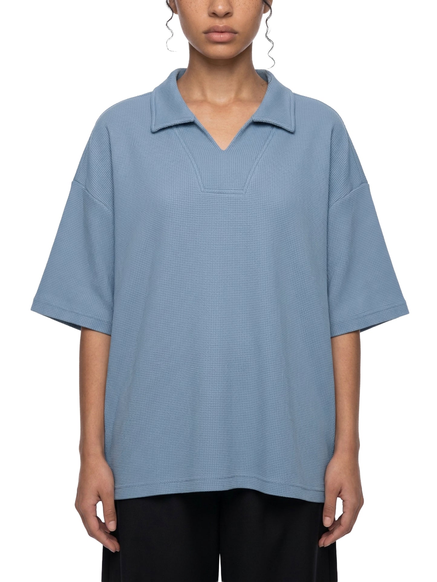 Saint Luciel Waffle Boxy Polo Shirt