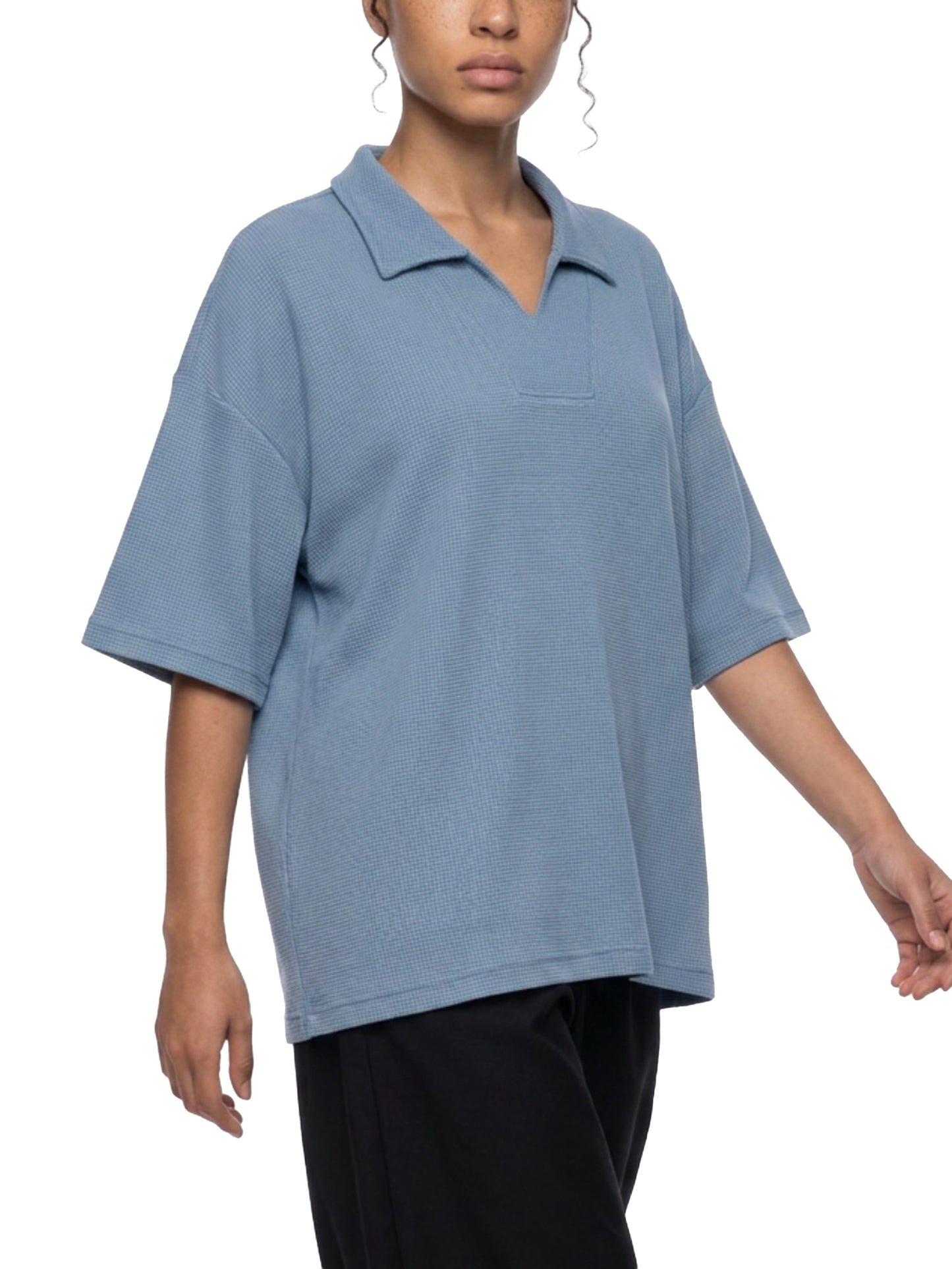 Saint Luciel Waffle Boxy Polo Shirt
