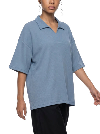 Saint Luciel Waffle Boxy Polo Shirt