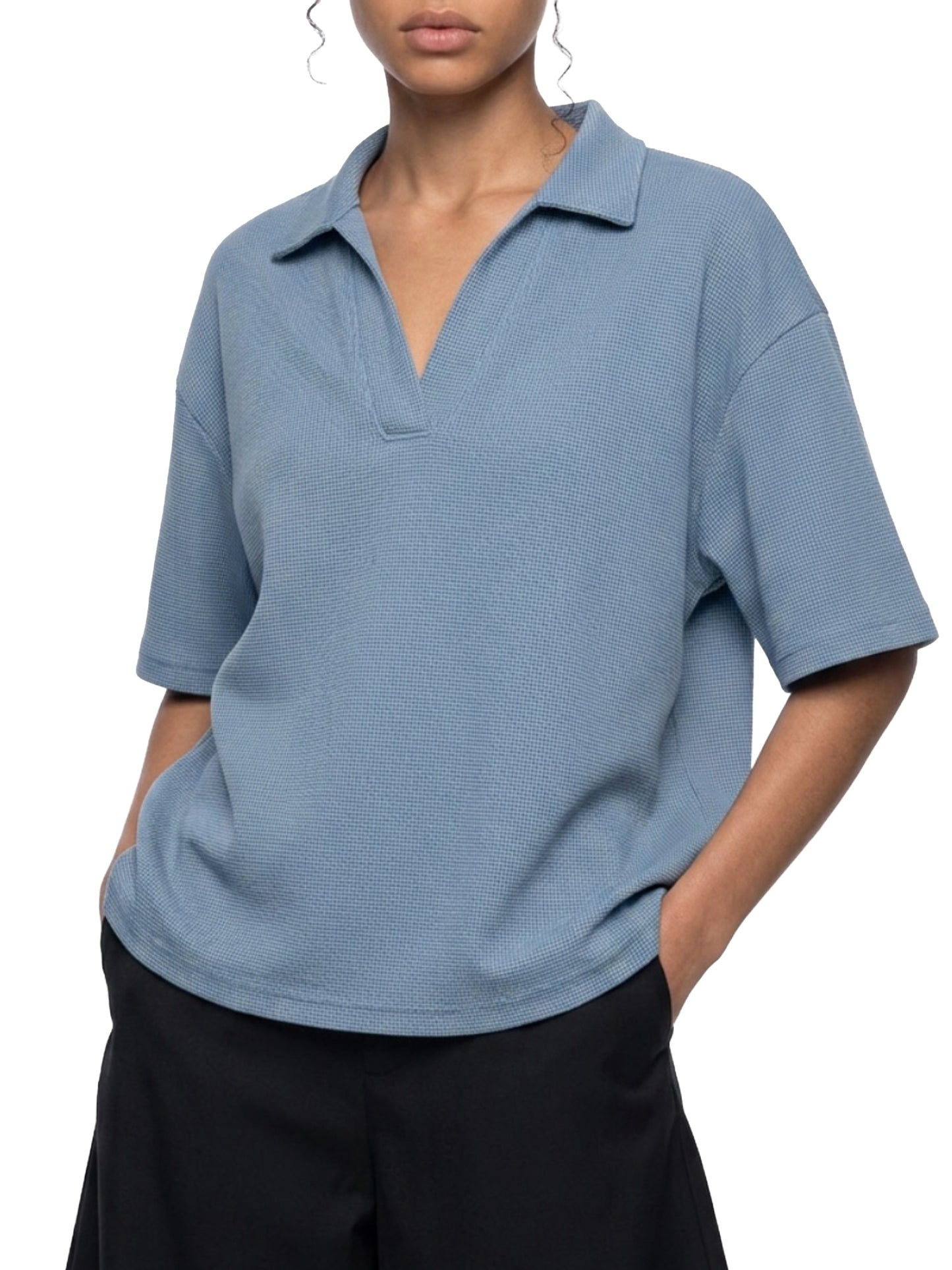 Saint Luciel Waffle Boxy Polo Shirt