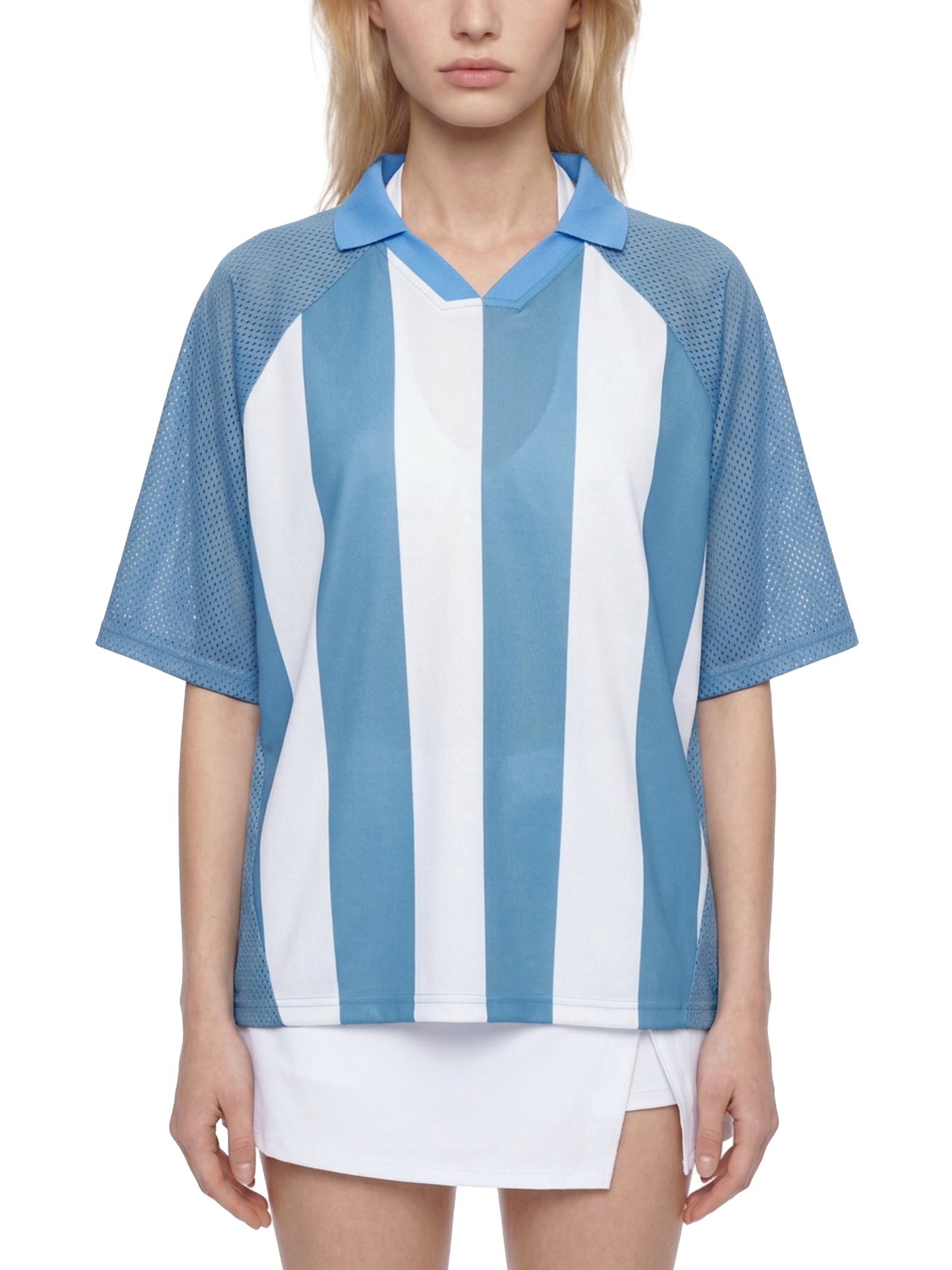 Saint Luciel Striped Mesh Boxy Soccer Jersey