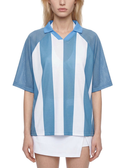 Saint Luciel Striped Mesh Boxy Soccer Jersey